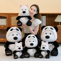 Peluche chien mignon transformable en ours panda, super douce, rembourrage en coton PP et maille, lavable, anti-stress, cadeau pour enfants, 31-50cm, vernissage UV