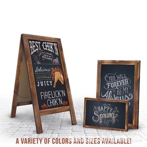 Tableau noir double face en bois massif rustique 20x26,5 pouces avec surface magnétique, support de présentation pour café, enseignes de mariage - Product Image 2