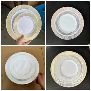 10.25 Inch Hard Disposable Hard Plastic White Plain Dinner Plates Sets For Wedding/party