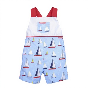 Venta al por mayor ODM: Pelele de verano para niño con estampado de velero, bordado a mano personalizado, tela de algodón y elastano de lujo, certificado OEKO-TEX - Product Image 1