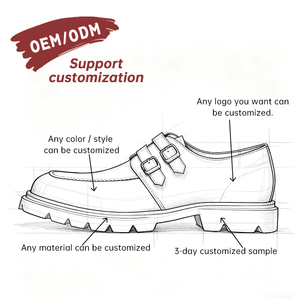 Fabricant OEM/ODM – Chaussures Derby en cuir à double boucle, semelle épaisse, style britannique, pour affaires et trajets quotidiens, conception personnalisée - Product Image 1