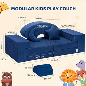 ชุดโซฟาเด็กแบบโมดูลาร์ Giving Tree สีฟ้า สำหรับเด็กอายุ 3 ปีขึ้นไป เฟอร์นิเจอร์สำหรับเล่น - Product Image 2