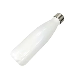 Botellas de agua de acero inoxidable con aislamiento al vacío, 500ml, venta al por mayor, ecológicas, en forma de Cola, sublimación, en blanco