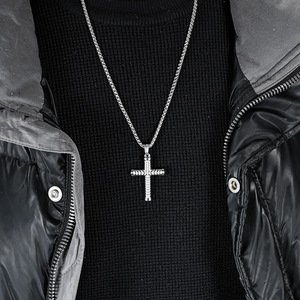 Instagram-worthy unisex yunnique classic cross necklace, niche design, artistic and versatile <b>titanium</b> steel pendan - Product Image 3
