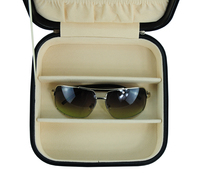 Sonny Logo personnalisé lunettes de voyage boîte d'emballage 3 paires Portable PU cuir lunettes de soleil étui noir protection lunettes de stockage