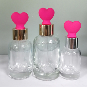 Best-selling Items 15ml30ml50ml Luxurious Cosmetic Glass Essence <strong>Bottle</strong> Transparent <strong>Bottle</strong> With <strong>Pink</strong> Heart Shaped Dropper Cap - Product Image 1