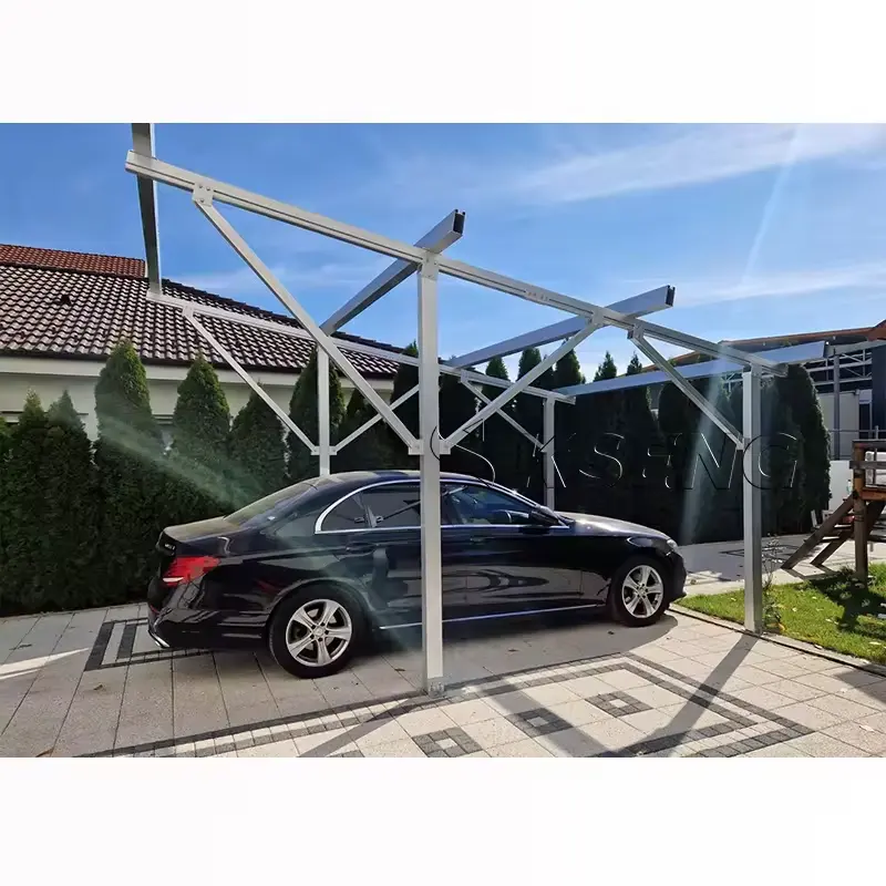 Kseng nhôm năng lượng mặt trời cổng xe với mặt đất ứng dụng carport bãi đậu xe Kệ cấu trúc năng lượng mặt trời bảng điều khiển carport mái