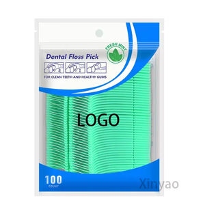 Hilo dental menta con logotipo personalizado con tecnología avanzada de limpieza sin rotura, alcance plegable de doble extremo de larga duración, doble sabor - Product Image 1