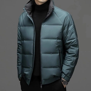 Nouveau chaud hommes lumière vers le bas hommes mode manteau à capuche court léger jeunesse Slim Fit manteau vers le bas s rembourré noir - Product Image 2
