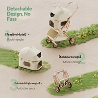 Carrito de Paseo para Mascotas de Aluminio, Plegable con un Clic, Ligero, Lavable, Ajustable, de 4 Ruedas, para Perros y Gatos, Uso en Exteriores