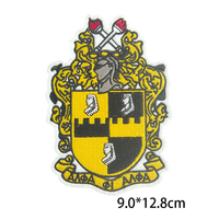 Patch brodé en feutre avec alphabet grec pour sororité/fraternité 1906 - Style thermocollant - Couleurs personnalisables (noir/jaune/rouge) pour