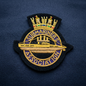 SUBMARINERS ASSOCIATION High Quality Lace Embroidered Patch <b>Sew</b>-On Fabric Badge Circular Luxury Design for Garment - Product Image 2