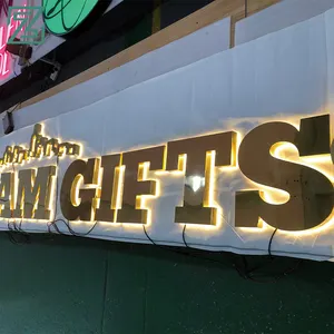 Hoge Kwaliteit Spiegel Goud Led Kanaal Letters Outdoor Winkel Bewegwijzering Outdoor Zakelijk Bord