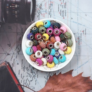 Lote de 100 piezas de cuentas espaciadoras de estilo europeo con agujero grande, coloridas, con diamantes de imitación, para manualidades, pulseras, joyería y collares - Product Image 2