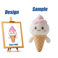Pemasok Mainan Merek Shengye, Desain Baru Buatan Khusus, Boneka Plush Mainan Es Krim Makanan Lucu Kartun Ukuran 10 12 15 20 25 30 cm