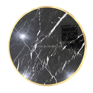 Lifepursue <span class=keywords><strong>Table</strong></span> basse de restaurant sur <span class=keywords><strong>pied</strong></span> rond en marbre noir réglable en hauteur de petite taille - Product Image 2