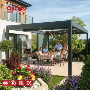Techo de lamas de aluminio extraíble para patio, jardín y espacios exteriores, con característica impermeable, pérgola de diseño moderno - Product Image 1