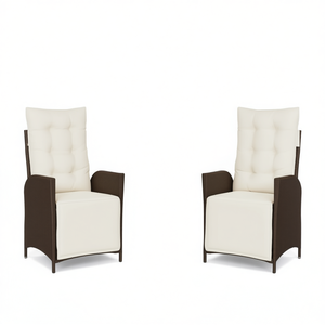 Juego de 2 sillas reclinables de ratán marrón para jardín, muebles de patio estándar para uso en exteriores - Product Image 1