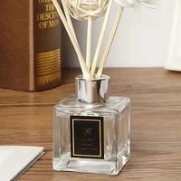 Diffuseur de parfum en verre pour chambre à coucher, longue durée, bouteilles carrées, bouchon en caoutchouc sérigraphié, 50 ml