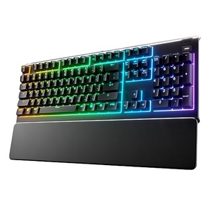 <span class=keywords><strong>Clavier</strong></span> de jeu PC USB <span class=keywords><strong>SteelSeries</strong></span> 64798 Apex 3 avec éclairage <span class=keywords><strong>RGB</strong></span> 10 zones, repose-poignets magnétique premium, disposition QWERTY espagnole, noir 258 - Product Image 1