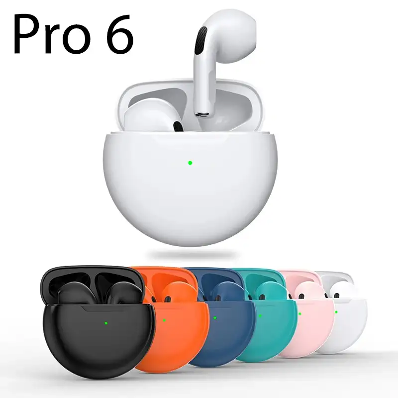 Pro6 TWS מגע שליטה אלחוטי אוזניות Bluetooth 5.0 אוזניות ספורט אוזניות מוסיקה אוזניות