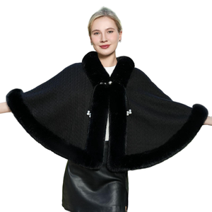 Elegantes Chales de Punto para Mujer con Ribete de Piel Sintética y Cierre de Perlas, Capas de Novia para Vestido de Boda, Cálidos - Product Image 2