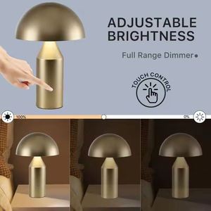 New Modern Restaurant Rechargeable Cordless <b>Touch</b> Luxury Mushroom Night Light Iron Table LED <b>Lamps</b> Dimmable Warm IP54 Waterproof - Product Image 4