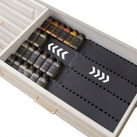 Organisateur d'épices extensible à 4 niveaux en plastique, 33cm-62cm, texture mate, insert d'étagère de cuisine avec picots antidérapants