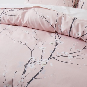 Soft Touch Pastel Pink <strong>Plum</strong> Blossom 3 Pcs <strong>Bedding</strong> Set Brushed Microfiber Polyester Duvet Cover and Pillowcase for All Ages - Product Image 3