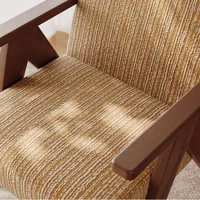 Fauteuil en bois massif de style japonais minimaliste, tissu rayé, fauteuil simple pour hôtel, salon, espace de détente