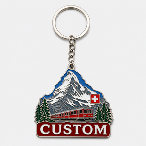 Porte-clés personnalisés en gros de haute qualité, design <span class=keywords><strong>Alpes</strong></span> <span class=keywords><strong>Suisse</strong></span>, avec montre et points de repère, souvenir de voyage - Product Image 2
