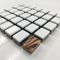 Jeu de Mahjong Tigre 160 tuiles - Tuiles de Mahjong Boutique Bambird bleues avec un design esthétique Prunier, Lotus Blanc et Bambou Os Exotique