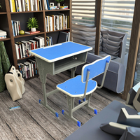 Ensemble de bureau et chaise d'écolier personnalisable en métal, design sud-ouest, 1 tiroir, hauteur réglable, écologique et durable