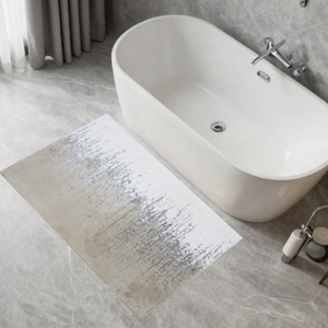 Alfombra de Baño y Tapetes de Baño Tejidos en Jacquard con Hilo de Algodón Reciclado Teñido en Ombre Ecru Beige, Marca Privada 60x100cm - Hecho en Turquía - Product Image 1