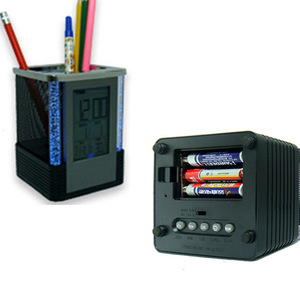 Haonan Office Supplies Store Electronic Pen Holder Square Metal Mesh Desk Clock With Led Display For Office Use - Product Image 3