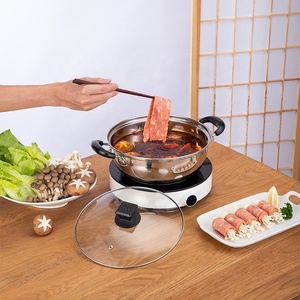 Marmite à shabu shabu moderne en acier inoxydable, vente directe d'usine, plat à gratin avec couvercle en verre, compatible <span class=keywords><strong>induction</strong></span>, compatible four, batterie de cuisine 2 pièces - Product Image 3