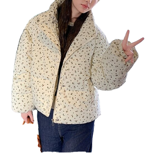 Nueva Chaqueta de algodón Floral de moda coreana para mujer, cuello alto largo transpirable con cierre de cremallera, ropa de abrigo informal para verano - Product Image 4