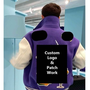 Custom Jacket Men Varsity Jacket with Leather Sleeves Winter Autumn Letterman Jacket Embroidery Patch <b>Log</b> - Product Image 6