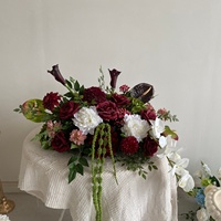 B131 Bunga Palsu Bola Floral Burgundy Putih Hijau untuk Dekorasi Meja Pernikahan, Pesta, dan Perjamuan - Promo Hot Sale