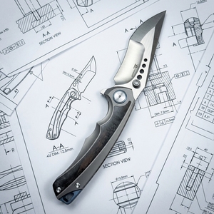Cuchillo Plegable EDC <span class=keywords><strong>ELMAX</strong></span> de Titanio y Zirconio, Cuchillo de Bolsillo para Hombre, Cuchillo de Supervivencia para Acampar con Mango de Titanio - Product Image 5
