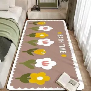 Small Fresh Flower Pattern Mat Household Dirty Resistant Machine Washable Blanket Tapis Bedroom Bedside Carpet Cashmere Area Rug