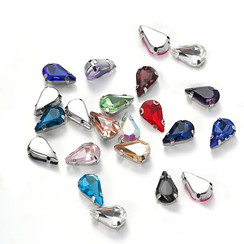 5*8Mm Waterdruppel Vorm Kristal Glazen Gesp Kralen Diy Accessoires Trouwjurk Decoratieve Gesp Handgenaaide Gesp