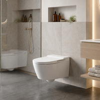 WC mural intelligent autonettoyant allongé avec chasse d'eau cyclonique, siège chauffant et design moderne