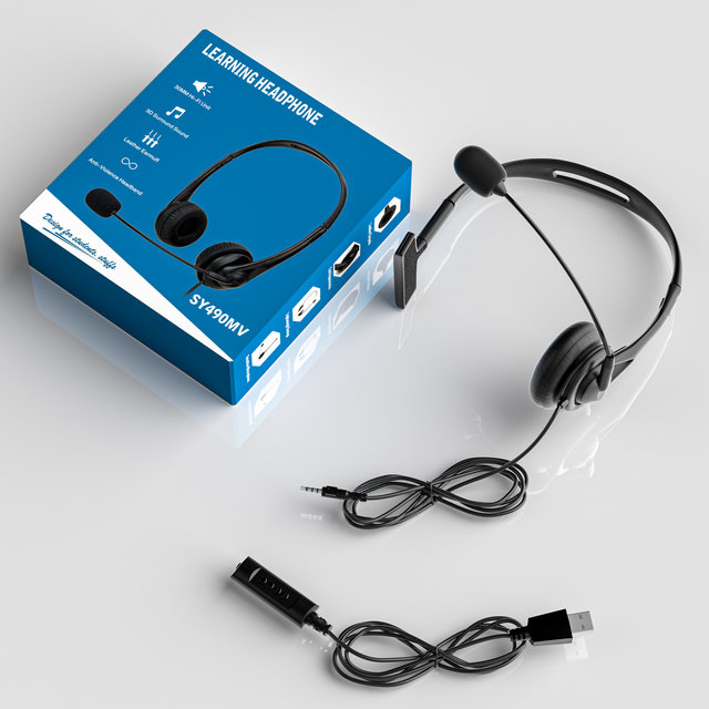 SY490 Single Ear Wired Computer Headset USB Office Phone Headphones with Mic for Call Center PC Skype Business Communication OEM