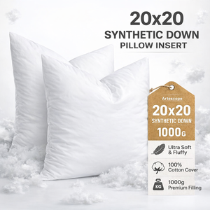 Insert d'<span class=keywords><strong>oreiller</strong></span> en fibre de polyester 20x20 pouces ultra doux et moelleux avec housse d'<span class=keywords><strong>oreiller</strong></span> en coton - Product Image 1