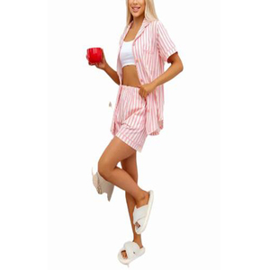 Ensembles de chemise de nuit pour femmes personnalisés motif de rayonnes lisses et soyeuses chemises de nuit et shorts deux pièces polyvalents - Product Image 1