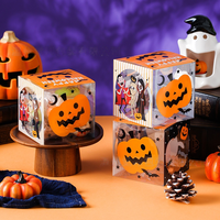 Boîte cadeau transparente sur le thème de la citrouille monstre d'Halloween, boîte en plastique pour chocolats, biscuits, bonbons
