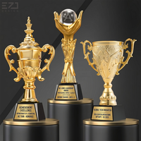 Coupe de trophée en plastique doré personnalisée EZD, vente en gros, trophées de récompense haut de gamme pour les tournois sportifs et les événements d'entreprise
