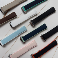 Correa de Reloj de Silicona de Dos Tonos con Hebilla Desplegable para Omega-Swatch Planetary de 20 mm, Correa de Reloj de Goma con Extremo Curvo Resistente al Agua