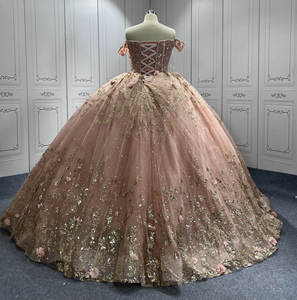 Vestidos de Quinceañera Mumuleo 2023 con Apliques de Flores Doradas, Escote Corazón, Hombros Descubiertos, Vestidos de Fiesta de Cumpleaños para Niñas, Vestidos de Princesa para Bailes de Graduación de 15 y 16 Años - Product Image 5